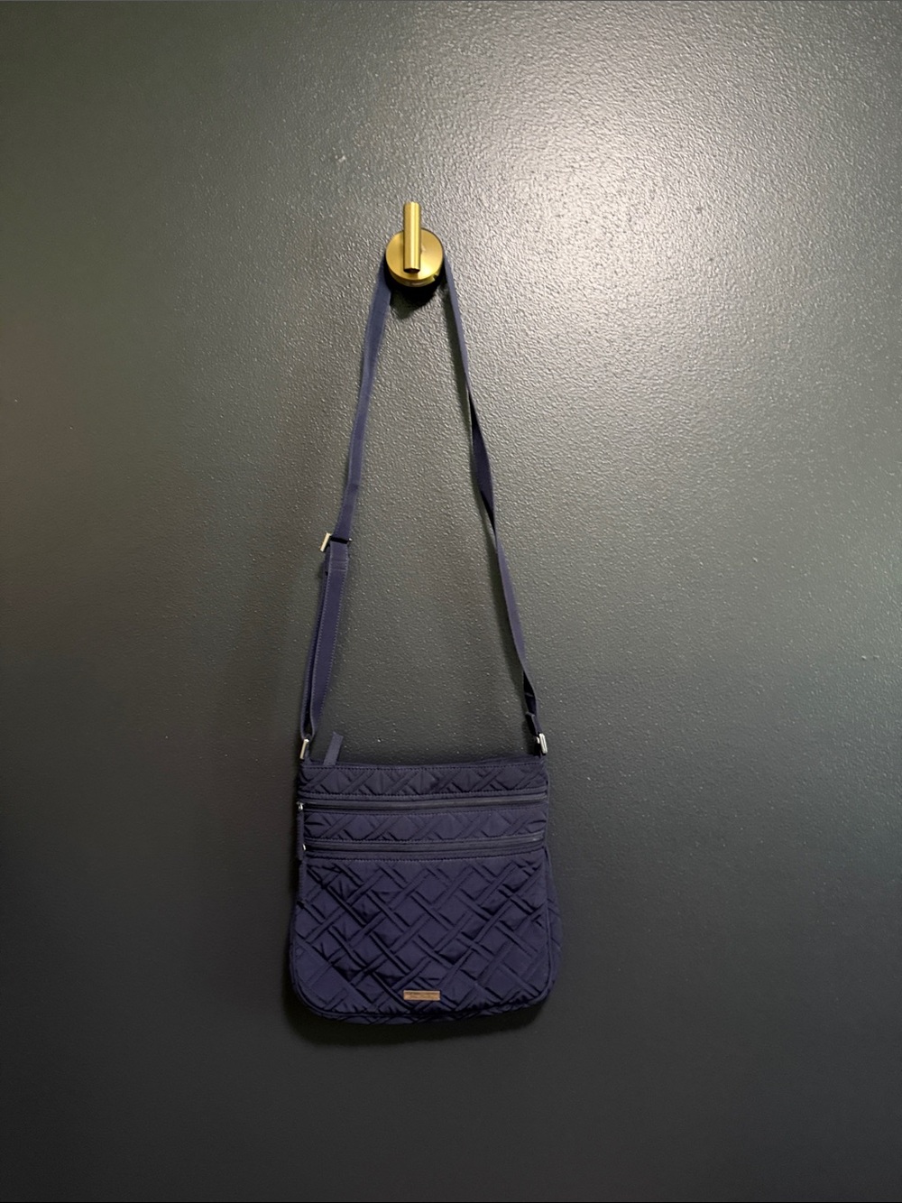 Vera Bradley Microfiber Triple Zip Hipster Crossbody Purse in Classic Navy